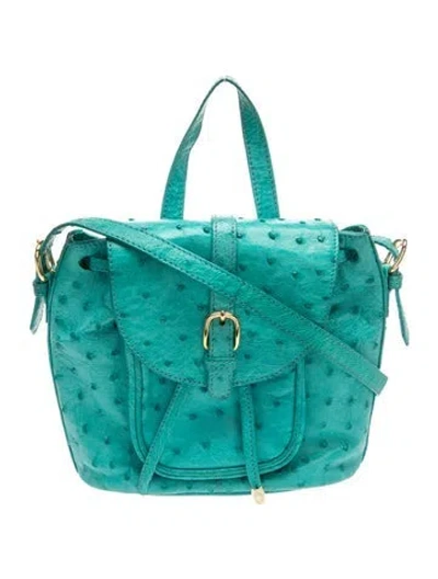 Pre-owned Lana Marks Ostrich Crossbody Bag In Green