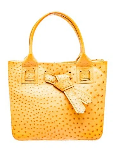 Pre-owned Lana Marks Ostrich Shoulder Bag In Brown