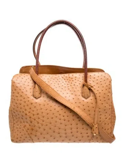 Pre-owned Lana Marks Ostrich Shoulder Bag In Neutrals