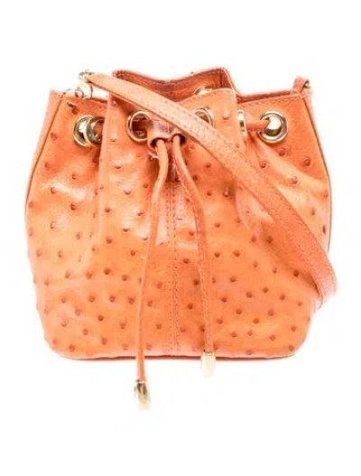 Pre-owned Lana Marks Ostrich Shoulder Bag In Orange