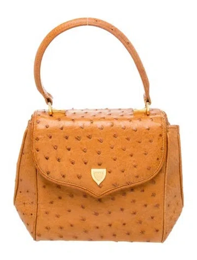 Pre-owned Lana Marks Ostrich Top Handle Bag In Neutral
