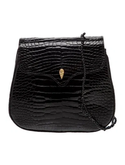 Pre-owned Lana Marks Patent Leather Crossbody Bag In Black