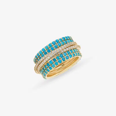 Lana Mega Turquoise & Diamond Kinetic Ring 14k In Red