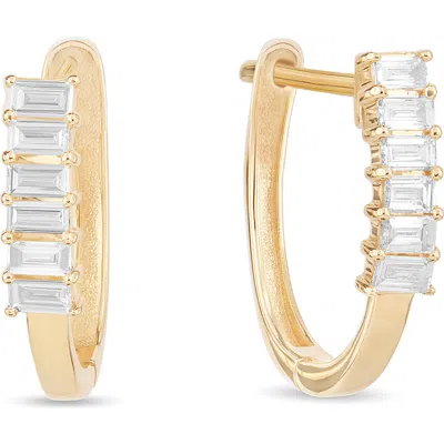 Lana Mini Baguette Diamond Huggie Hoop Earrings In Yellow
