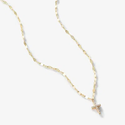 Lana Mini Cross Pave Diamond Pendant Necklace 14k In Gold