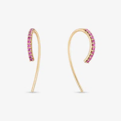 Lana 14k Yellow Gold Pink Sapphire Hooked On Hoops Threader Earrings