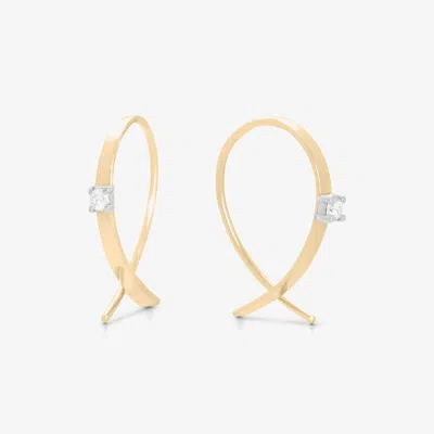 Lana Mini Solo Diamond Flat Upside Down Hoops 14k In Gold