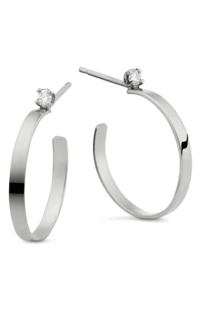 Lana Mini Sunrise Diamond Hoop Earrings In Silver