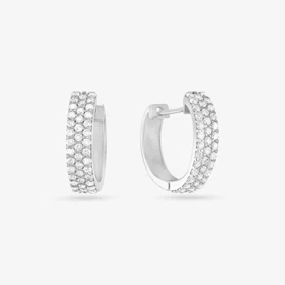 Lana Mini Wide Pave Diamond Huggies In Silver