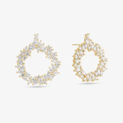 Lana Mixed Fancy Diamond Circle Hoops 14k In Orange