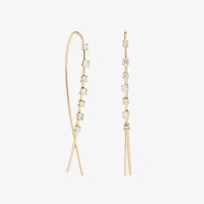 Lana Narrow Multi Solo Diamond Upside Down Hoops 14k