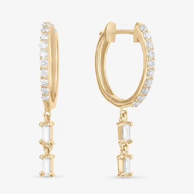 Lana Pave Huggies With Baguette Dangle Diamonds 14k In Gold