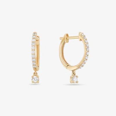 Lana Pave Huggies With Solo Dangle Diamonds 14k In Gold