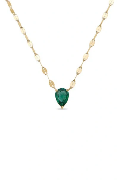 Lana Pear-cut Emerald Pendant Necklace In Gold