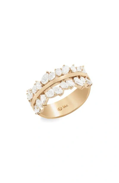 Lana Pear Diamond Bar Ring In Yellow Gold/ Diamond
