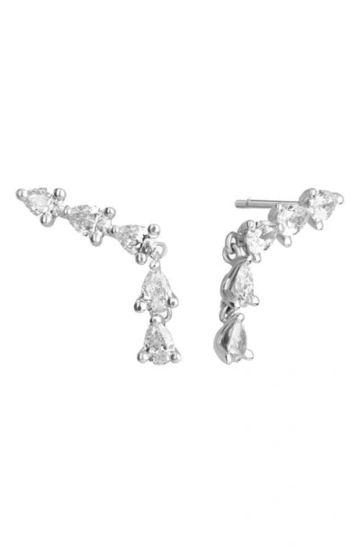 Lana Pear Diamond Ear Crawlers In Metallic