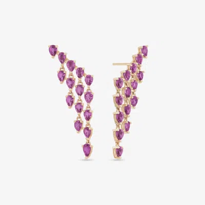 Lana Pink Sapphire Pear Fringe Earrings 14k In Purple