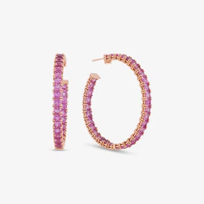 Lana Pink Sapphire Princess Cut Hoops 14k In Purple