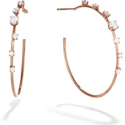 Lana Scattered Diamond Wire Hoop Earrings In Brown