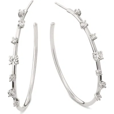 Lana Scattered Diamond Wire Hoop Earrings In Metallic