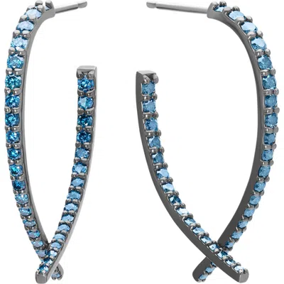 Lana Small 14k Gold Blue Diamond Upside Down Hoop Earrings In Pink