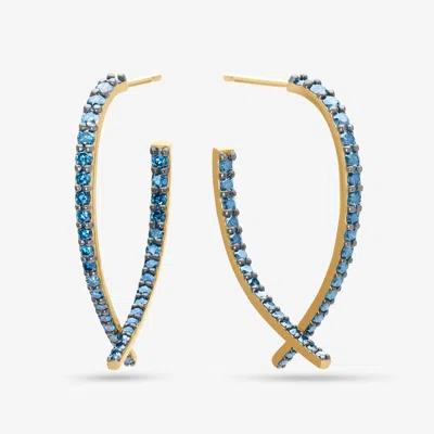 Lana Small Blue Diamond Front To Back Upside Down Hoops 14k In Purple