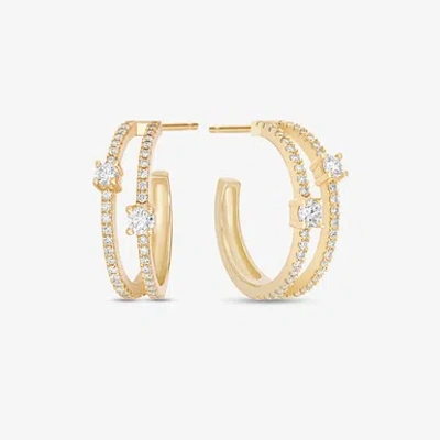 Lana Small Double Row Diamond Hoops In In 14k Yellow Gold