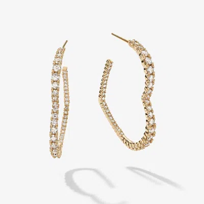 Lana Small Graduating Diamond Heart Hoops 14k In Pink