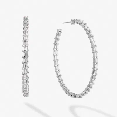 Lana Small Inside Out Baguette Diamond Hoops 14k In Purple