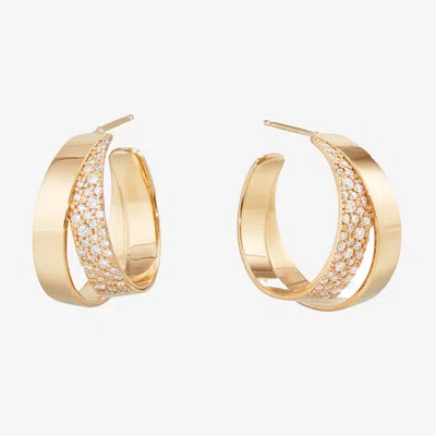 Lana Small Pave Diamond Double Wide Hoops In In Gold