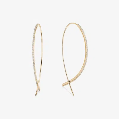Lana Small Thin Pave Diamond Upside Down Hoops 14k In White