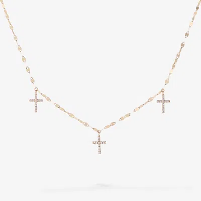 Lana Small Triple Cross Diamond Necklace 14k In Purple