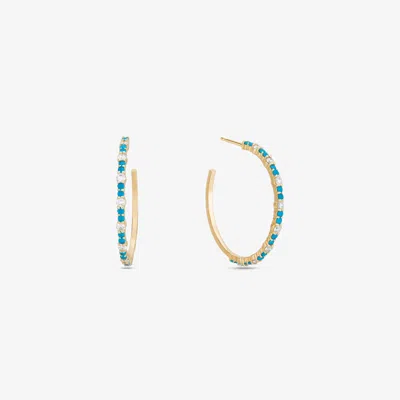Lana Small Turquoise & Diamond Hoops 14k In Multi