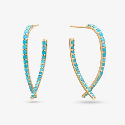 Lana Small Turquoise Front To Back Upside Down Hoops 14k In Yellow