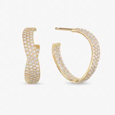 Lana Small Wavey Diamond Hoops 14k In Yellow