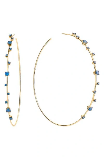 Lana Solo Blue Diamond Hoop Earrings In Metallic