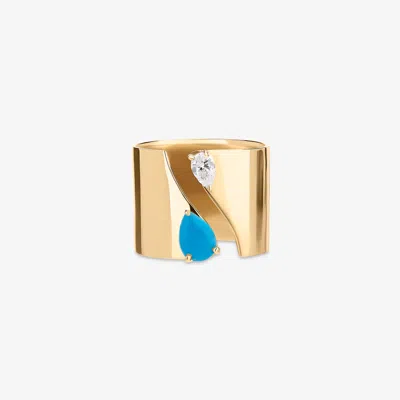 Lana Solo Turquoise & Diamond Cigar Band 14k In Gold
