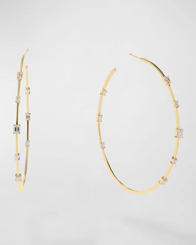 Lana Solo Yellow Gold Hoop Earrings With Diamonds, 60mm