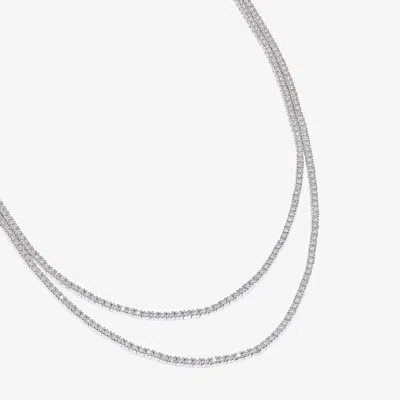 Lana Thin Double Strand Diamond Tennis Necklace 14k In Silver