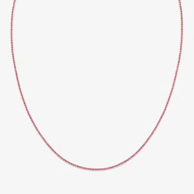 Lana Thin Pink Sapphire Tennis Necklace 14k In Red