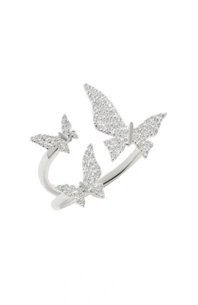 Lana Three Butterfly Pave Diamond Open Ring In White Gold