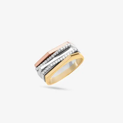 Lana Tri Gold Geometric Diamond Ring 14k Tri In White
