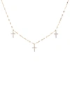 Lana 14k Yellow Gold Flawless Triple Mini Cross Charm Necklace In Yellow Gold