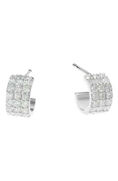 Lana Triple Row Diamond Huggie Hoop Earrings In Metallic