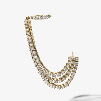 Lana Triple Strand Diamond Tennis Dangle Earring Cuff 14k In Gold