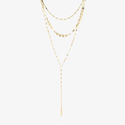 Lana Triple Strand Disc Remix Lariat Necklace 14k In Gold