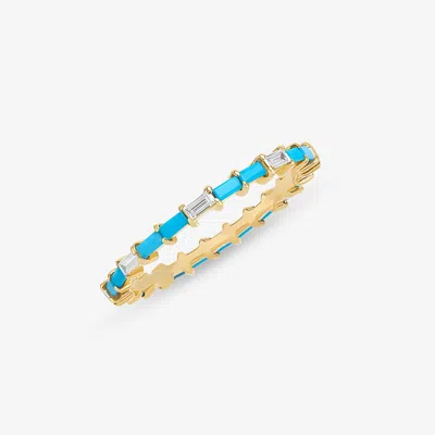 Lana Turquoise & Diamond Baguette Stackable Ring 14k In Gold