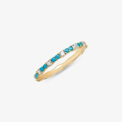 Lana Jewelry 14k Yellow Gold Turquoise & Diamond Eternity Band