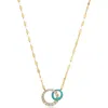 Lana Turquoise & Diamond Interlocking Disc Pendant Necklace In Gold