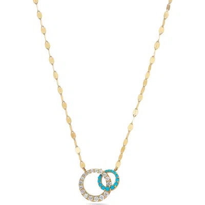 Lana Turquoise & Diamond Interlocking Disc Pendant Necklace In Gold